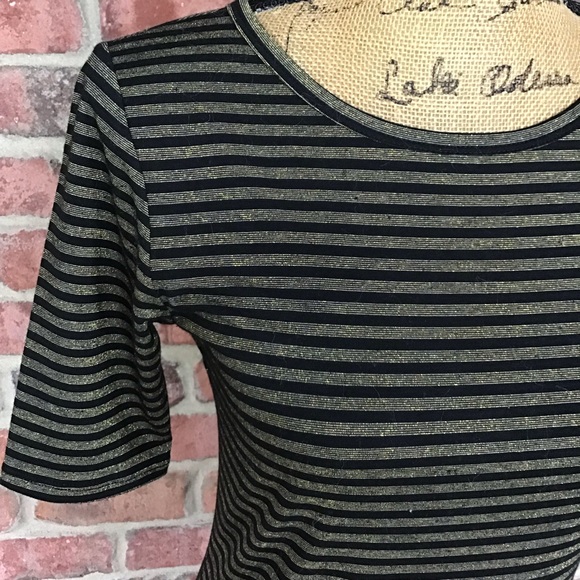 LuLaRoe Julia Dress XS 2-4 New With Tags Elegant Collection Metallic Gold Black - Picture 4 of 9